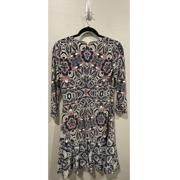 ELIZA J Design Argyle 3/4 Sleeves Mini V-Neck Lined Dress - Picture 3 of 3